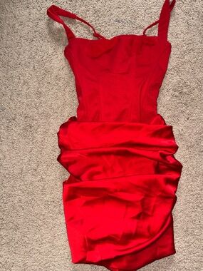 Red Satin Evening Dress